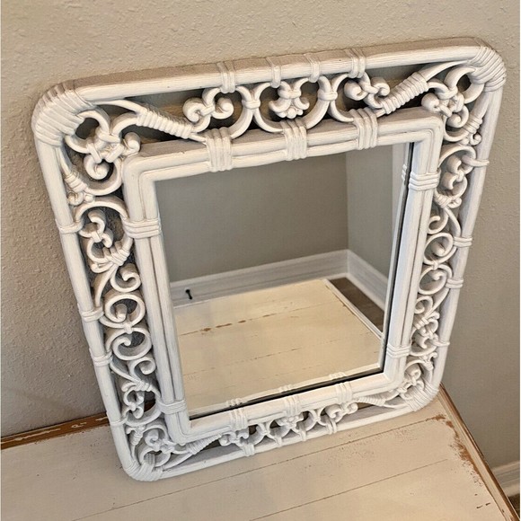 Vintage Mid Century Modern Homco Syroco White Mirror 14.5X12.5 Used - Picture 2 of 8